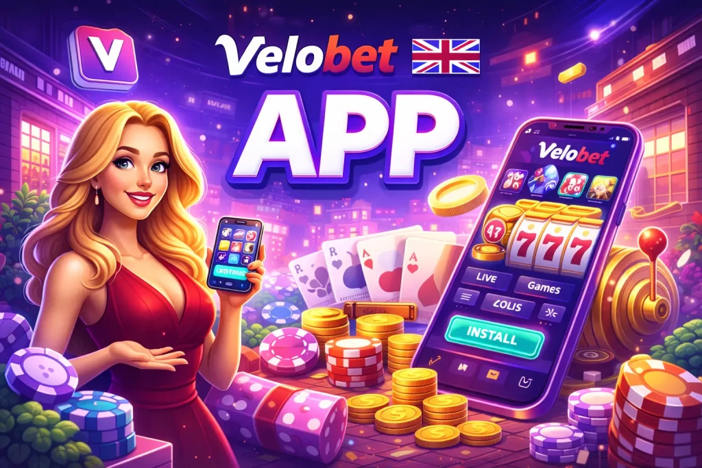 Velobet Casino app UK showing mobile gameplay, casino interface and smartphone gaming experience